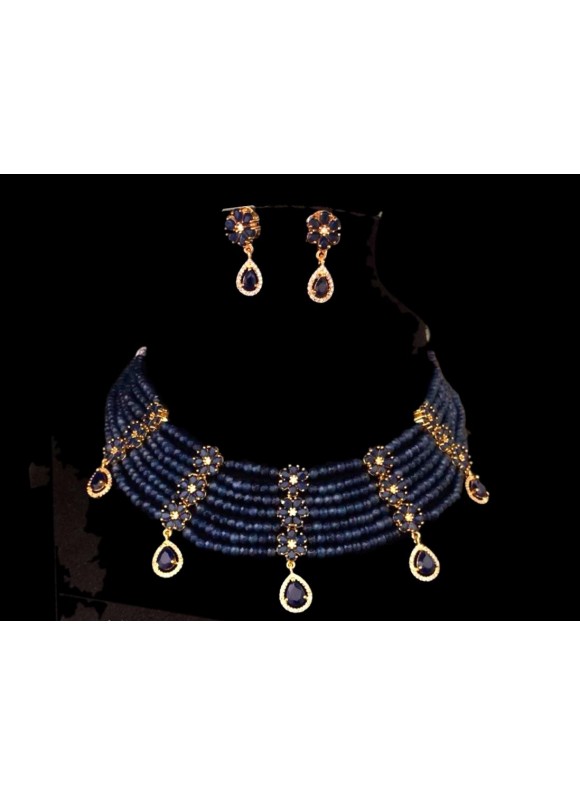 Sapphire collar necklace set