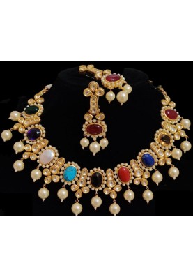 Multi-color gemstone necklace set