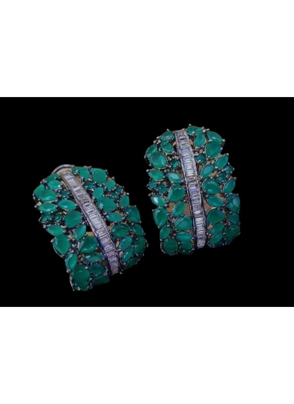 Emerald baguette earrings