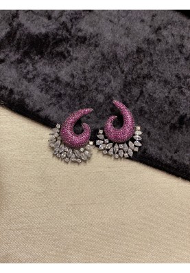 Swirl Pave Diamond Earrings in Ruby Red